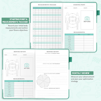 Food Journal & Workout Log Book, 90 Day Fitness Journal Tracker Diary