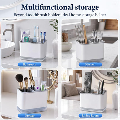 Toothbrush Holders for Bathrooms, 3 Slots Tooth Brush Holder for Bathroom Organizer Storage, Electric Toothbrush Holder and Toothpaste Holder for Countertop with Drainage