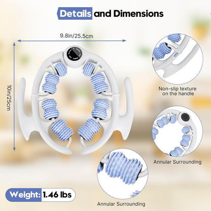 Anti-Cellulite Massage Roller with Handles for Legs & Thighs | Textured roller with detachable handles for legs, thighs and buttocks; compact design for easy storage.