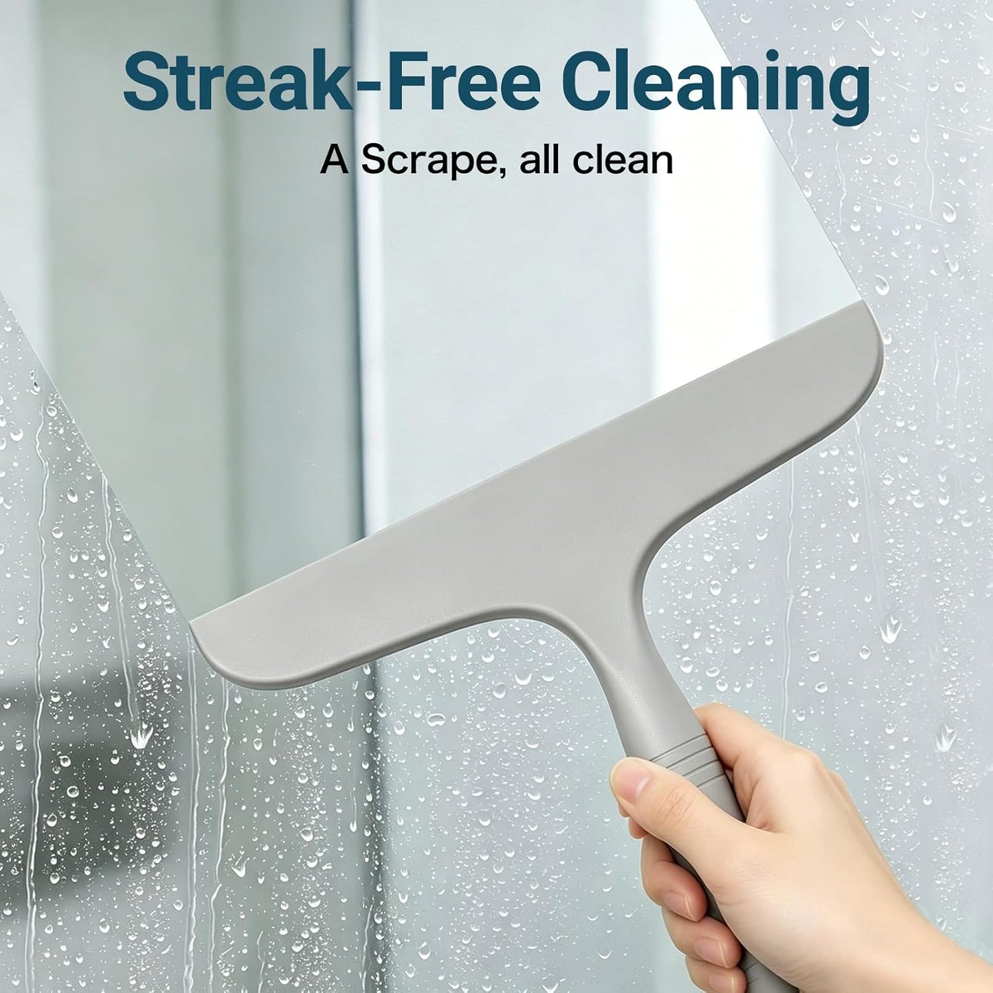 SetSail Shower Squeegee for Glass Doors,One-piece All Silicone Squeegee | Streak-Free Bathroom Squeegee for Shower Glass Window Mirror Tile Wall, Built-in Hook, Ergonomic Grip, Black（9.5-inch）