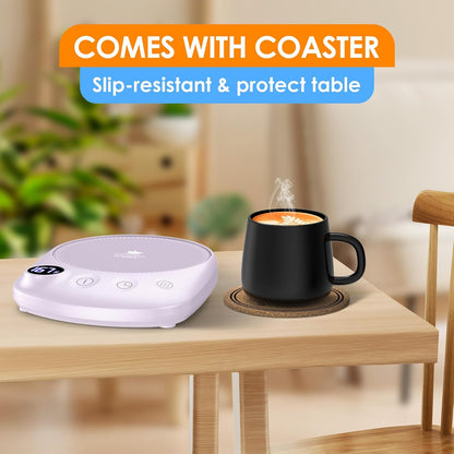 Coffee Mug Warmer - Fastest Heating & Highest Temperature, Coffee Cup Warmer for Desk Auto Shut Off, 4 Temp Settings & 1-12H Timer, Smart Electric Beverage Warmer for Coffee, Tea (Black)