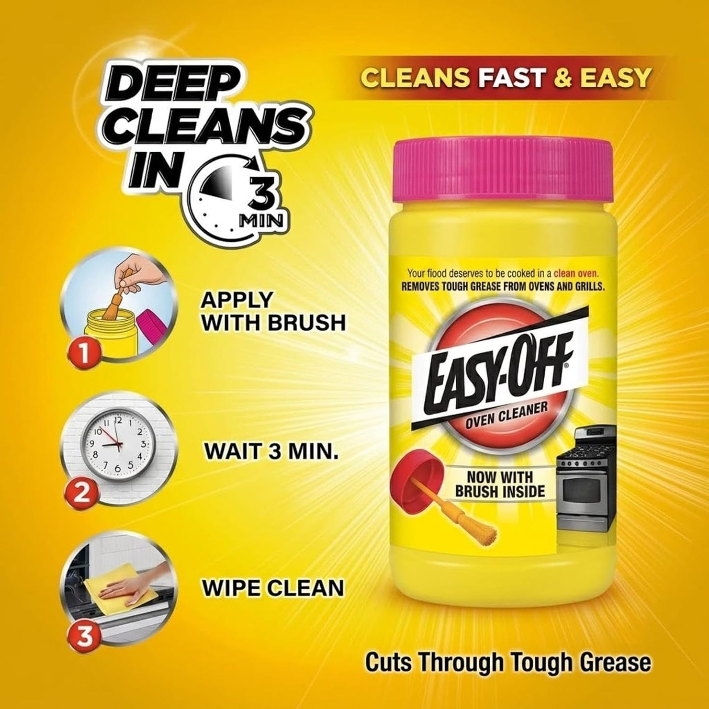 Oven Cleaner Paste with Applicator, Heavy Duty Grease Remover for Ovens & Grills, Fast Acting Kitchen Degreaser, 238g