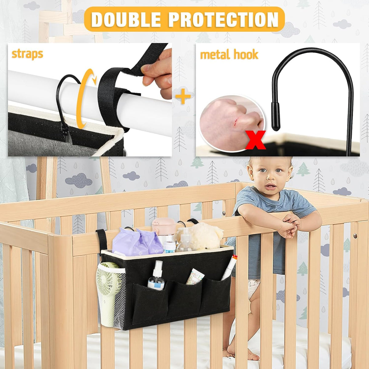 Lilithye Bedside Caddy, Bedside Storage Bag Hanging Organizer for Bunk Bed