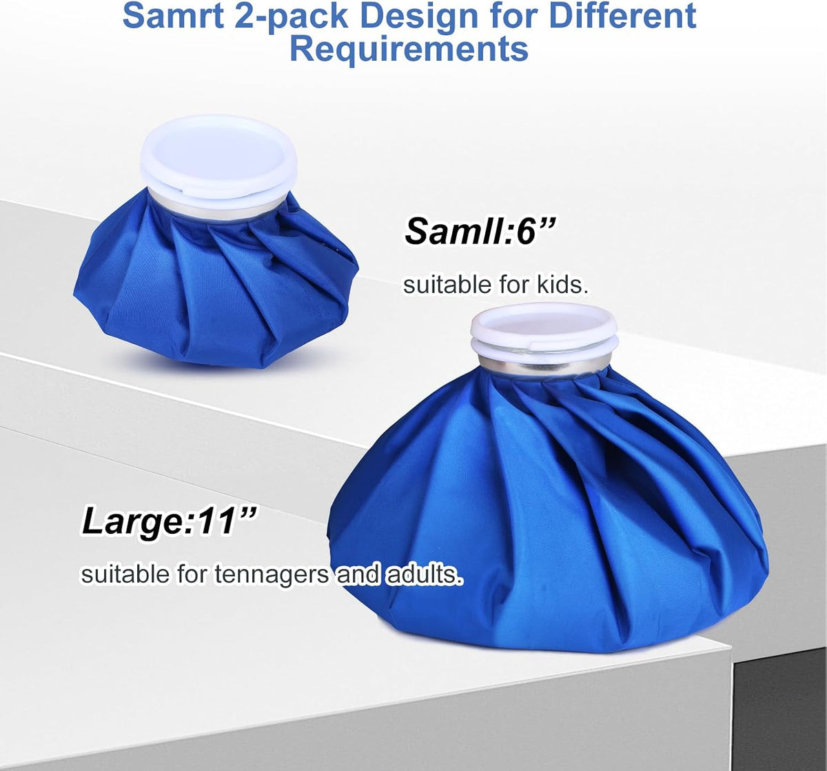 11" Large Ice Bag Pack with Wrap for Injuries, Upgrade Reusable Ice Packs, Effective Hot/Cold Therapy for Migraine, Shoulder, Neck, Knee Pain, No-Leak & Waterproof, Blue