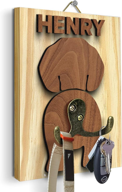 Dog Leash Holder Wall Mount, Pet Harness Hanger with Scrabble Letters, Dog Collar Organizer for Entryway, Memorial Cat Leash Holder for Wall, Pet Loss Gifts, Keepsake, Home Decor PF212-NAT