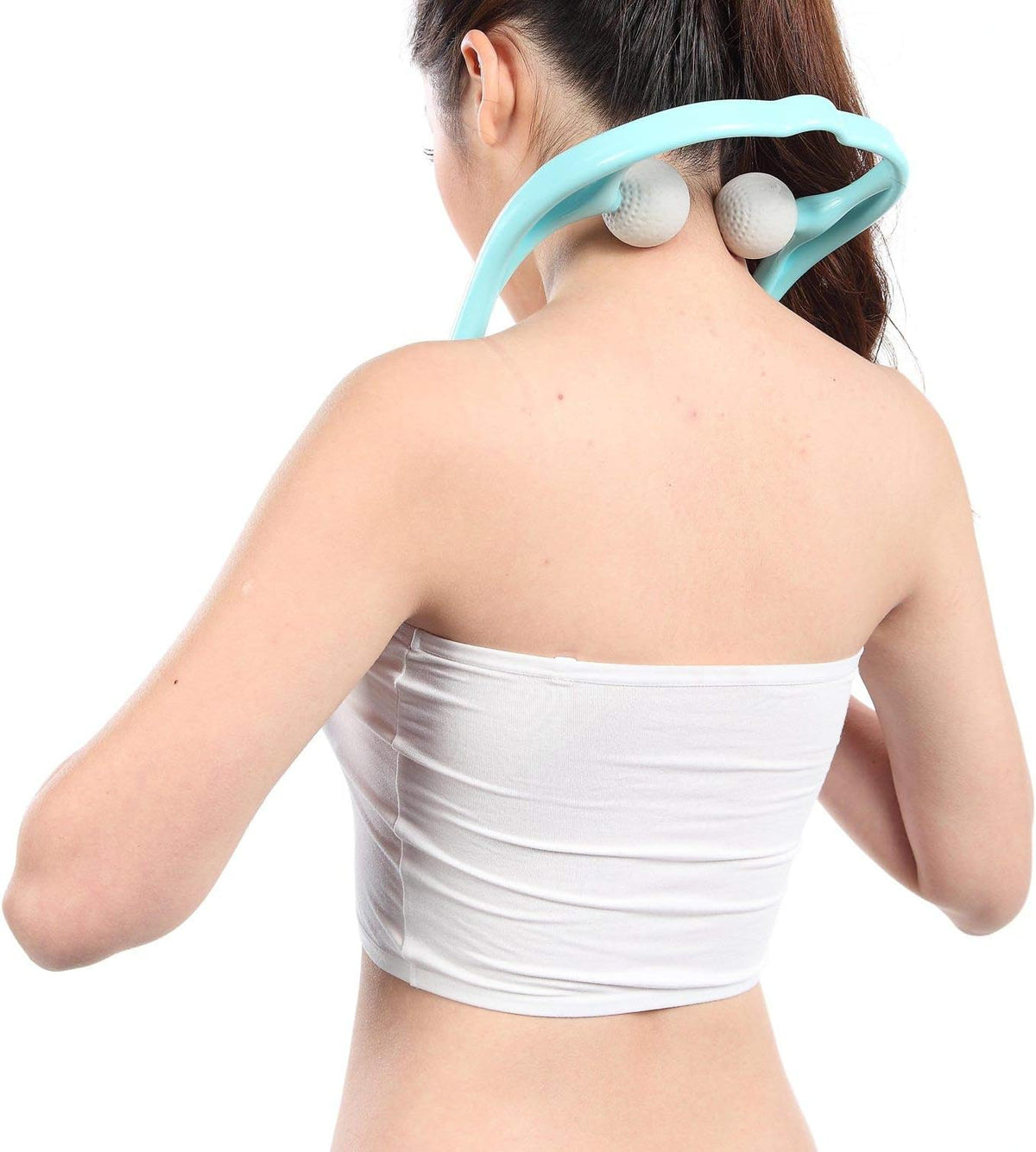 Mount Plus M1212 Shiatsu Neck Massager for Neck and Shoulder with Deep Tissue Trigger Point Manual Self Muscle Massage for Muscle Pain Relief (Simulates Massage Therapist Hands) (Blue)