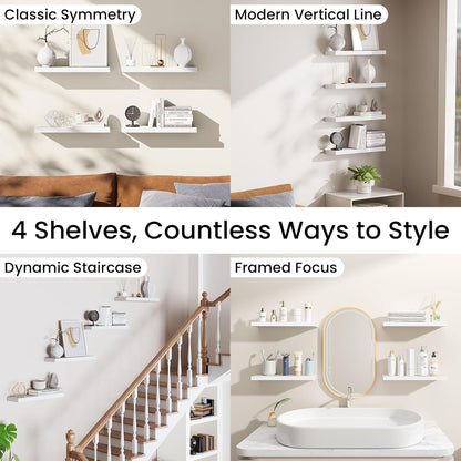 BAYKA Rustic Brown Floating Shelves 22.5in, Set of 2, Wall Mount Wood Shelf | Easy Install, 22lbs Max Load, Hidden Bracket, for Bathroom Bedroom Living Room or Kitchen, Hanging Shelf Book Decor Storage