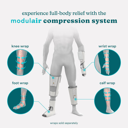 HoMedics Modulair Compression Calf Wrap Massager – Overlapped Compression Therapy with 4 Programs, Adjustable Intensity, Heat Settings, (Battery Sold Separately)