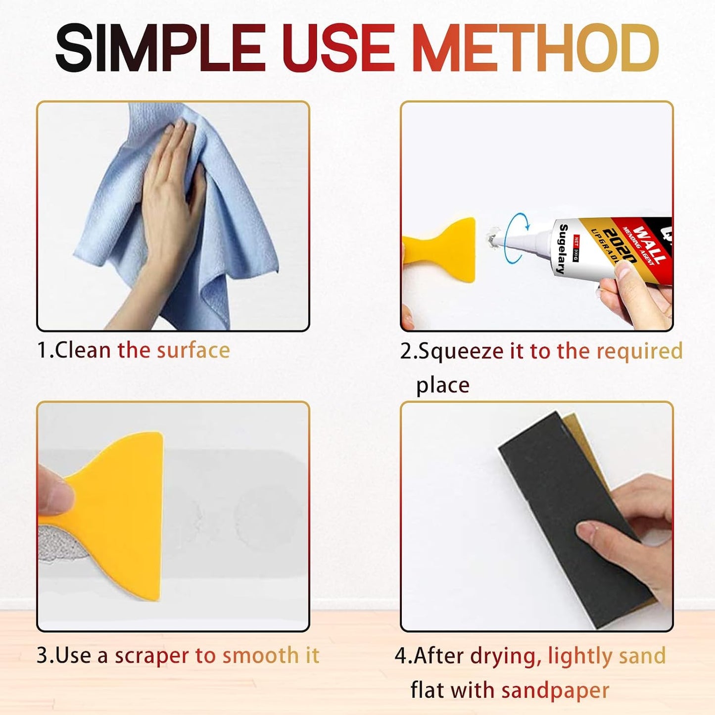 Drywall Patch Repair Kit with Scraper, Wall Spackle Repair Paste, Wall Mending Agent Quick and Easy Solution to Fill the Holes for Home Wall, Plaster Dent Repair and Wood Scratch Repair
