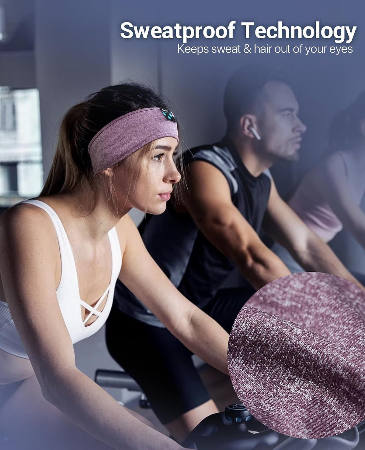 Navly Sleep Headphones, 12Hrs Sports Headband with Soft Cozy Earbuds Comfortable, Headphones Headband with Ultra-Thin HD Stereo Speakers Perfect for Workout,Running,Yoga,Travel