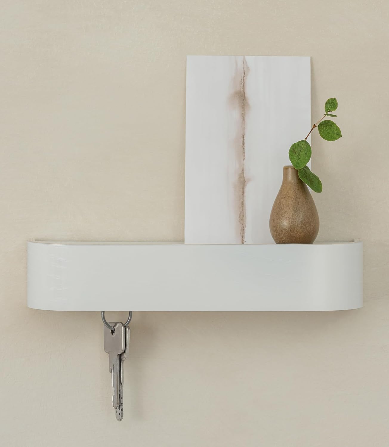 Kazai. Key Holder 'Toke' | Minimalist Key Hook Design from Berlin | Modern Key Holder Wall Mount with Wooden Shelf | Key Rack for Wall as Entryway Organizer | Walnut