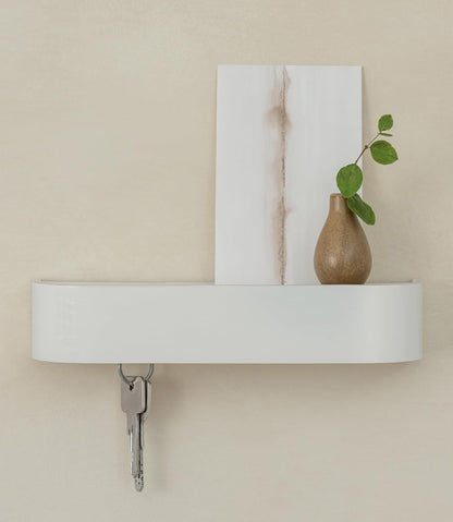 Kazai. Key Holder 'Toke' | Minimalist Key Hook Design from Berlin | Modern Key Holder Wall Mount with Wooden Shelf | Key Rack for Wall as Entryway Organizer | Walnut