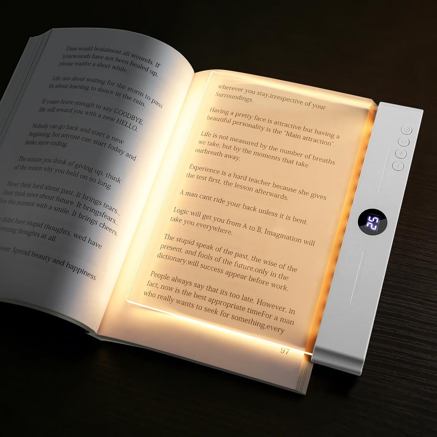 LED Book Light, 3 Color Temps & Stepless Dimming, Night Reading with Timer | 2-In-1 Rechargeable Clear LED Flat Reading Light and Night Light. Perfect for Night Reading and Bookish Gifts(Black)