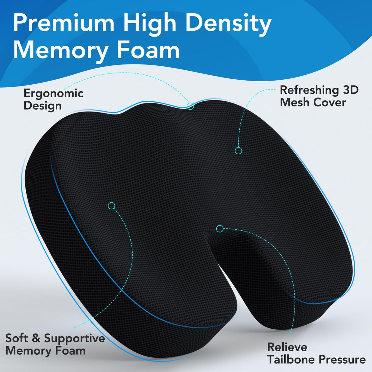 QUTOOL Seat Cushion and Lumbar Support Set for Office Chair – Supports Lower Back & Hips for Long Sitting Comfort, Helps Maintain a Comfortable Sitting Position, Ergonomic Memory Foam, Washable Cover