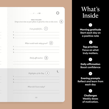 Intelligent Change The Five Minute Journal - Original Daily Gratitude Journal for Women & Men - Mindfulness, Happiness & Daily Reflection - Undated Planner - Affirmation Journal - Gifts for Women