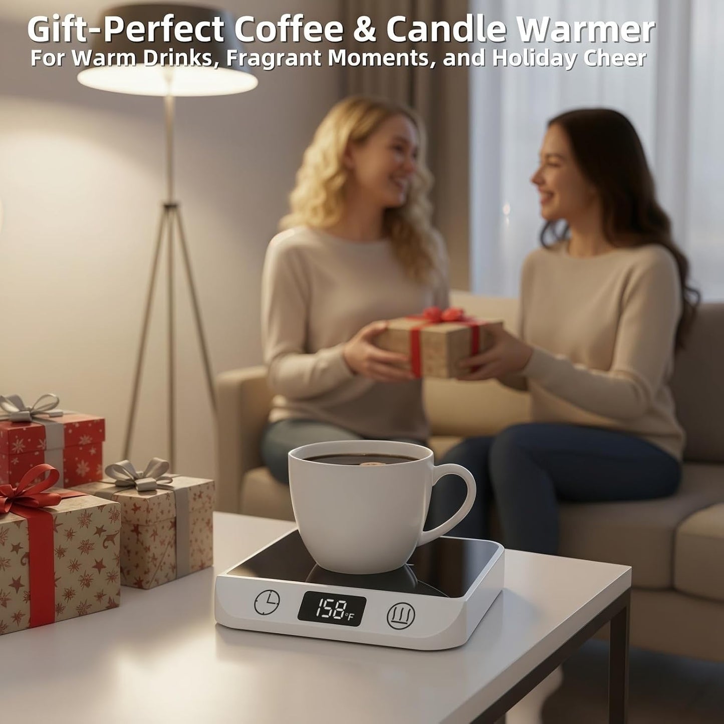 Coffee Mug Warmer & Candle Warmer 2-in-1, 46W Smart Cup Warmer for Desk | 6 Temperature Settings, 12-Hr Timer & 4-Hr Auto Shut-Off, Gift for Coffee Lovers, Home Office & Desk Warmer