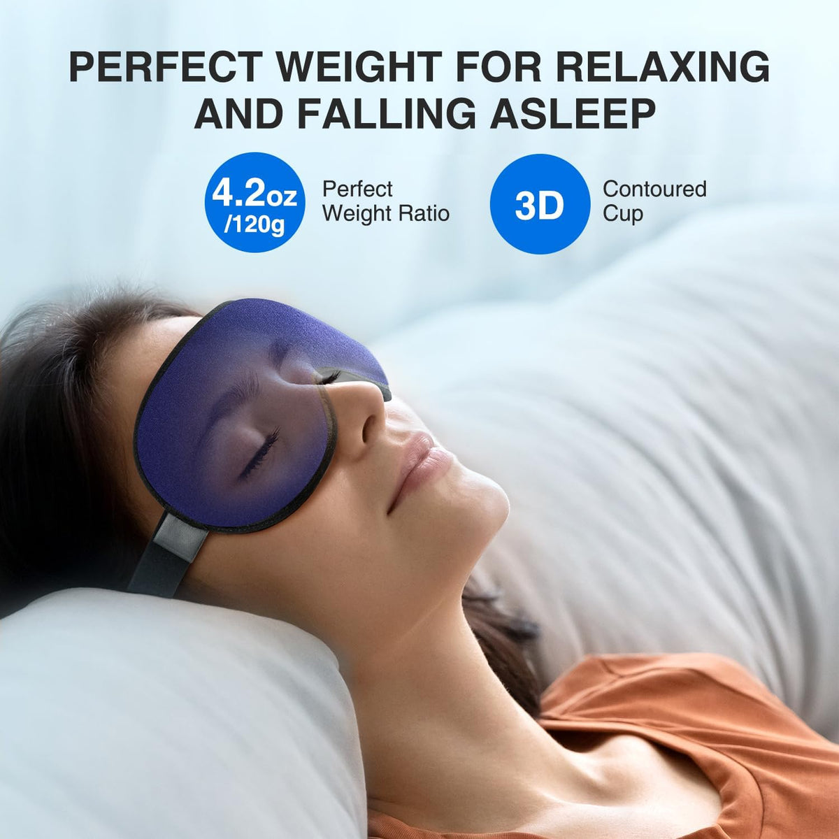 YFONG Weighted Sleep Mask for Women Men, 3D Light Blocking Eye Mask, Black
