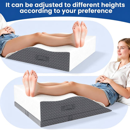 Elevation Pillows for Leg After Surgery, Memory Foam Adjustable Wedge Pillow for Injury or Rest, Ankle Pillow for Sleeping Blood Circulation Grey/Double Leg