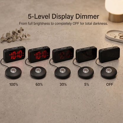 Vibrating Bed Shaker Alarm Clock for Deaf & Hard of Hearing, Black