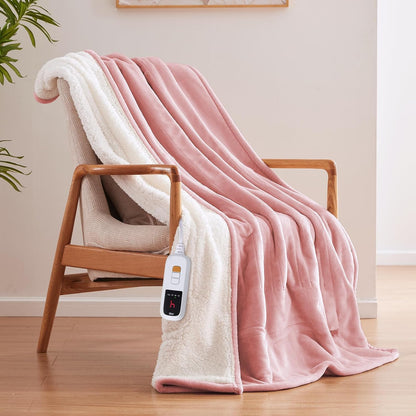 Sealy Electric Blanket Throw 50×60, Flannel to Sherpa, Charcoal