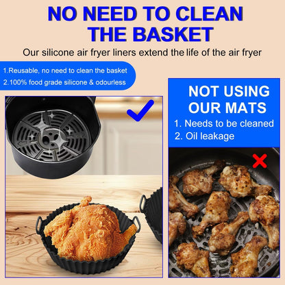 2 Pack 8 Inch Air Fryer Silicone Liners Pot,Air Fryer Basket Liners, Silicone Baking Tray Pots for 3 to 5 Qt for Air fryer Oven Reusable Baking Tray Oven Accessories (Gray)