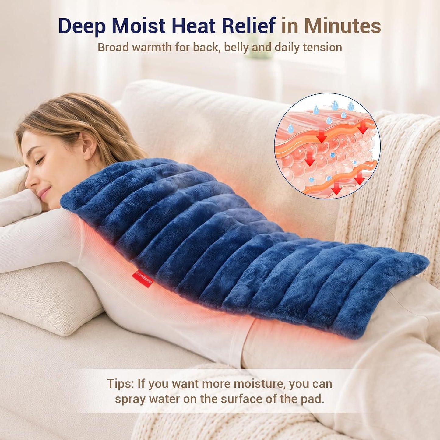 Comfytemp Microwave Heating Pad, 12"x22" Large Moist Heating Pad Microwavable Heat Pad for Back Pain Relief, Period Cramps, Weighted Hot Pack Warm Compress for Full Body Relaxation, Men Women Seniors