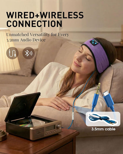 Sleep Headphones Bluetooth 5.4 Headband, Wireless Sleep Headphones with Ultra-Thin Stereo Speakers for Side Sleepers, Breathable & Soft Sports Headband for Running Exercise, Yoga, Travel