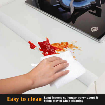 Silicone Stove Counter Gap Cover - 25 Inch Gap Filler 2 Pack Black | Long gap filler seals spills between kitchen appliances Stovetop oven countertop; stove gap cover, gas stove side gap covers