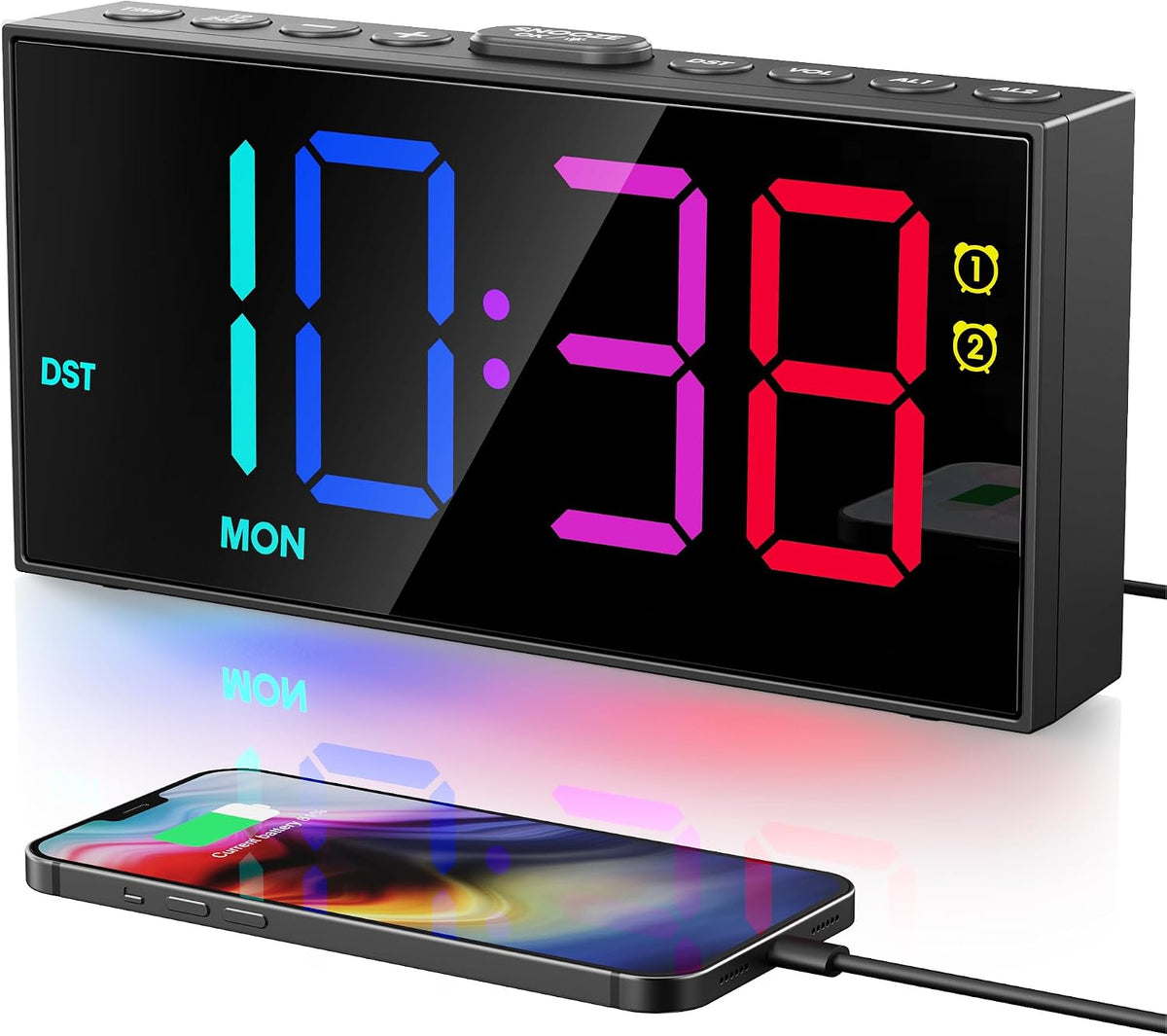 Vibrating Alarm Clock for Heavy Sleepers with Bed Shaker, 116dB Dual Alarms