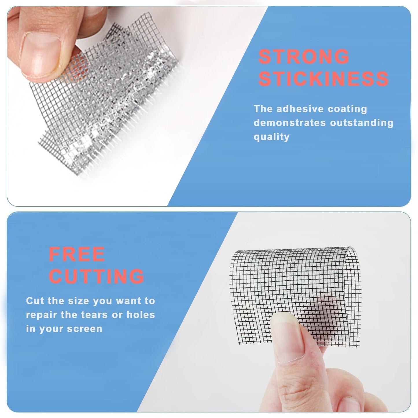 ACEBON Window Screen Repair Kit - 2"x80' Tape for Tears & Holes, Strong Adhesive Black Fiberglass Mesh