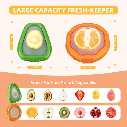 KMOSENIA Avocado Saver, Fruit Storage Containers for Fridge, 2 Pack | Avocado saver with silicone seal for fridge storage. Keeps cut fruits and vegetables fresh, organized and reusable.