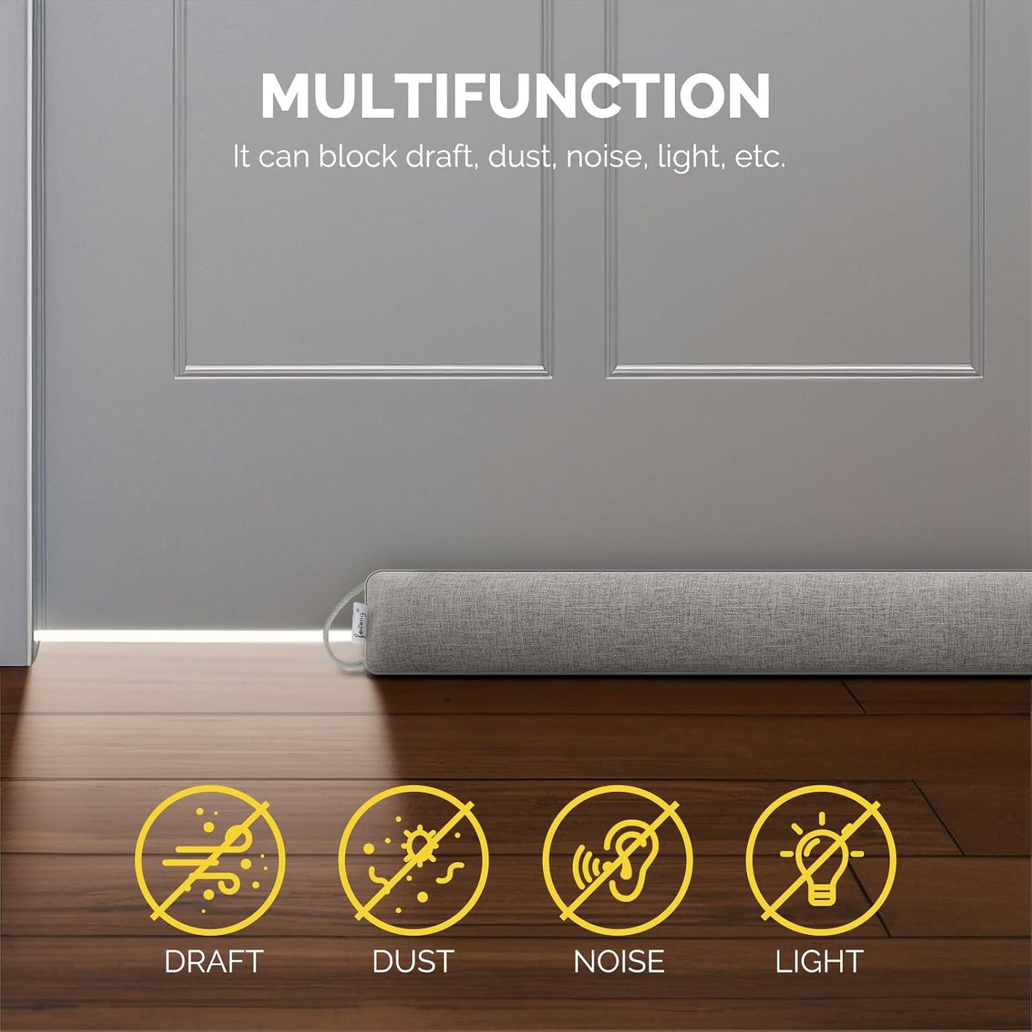 fowong 32" Door Draft Stopper, Weighted Under Door Noise Stopper, Oatmeal | Weighted Fabric Blocks Drafts, Dust & Light, Great for Interior Doors to Help Reduce Noise and Improve Comfort