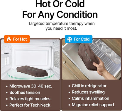 CastleFlexx Dual Hot & Cold Therapy Packs | Gel-Free, Flexible & Reusable for Neck, Shoulders, Joints & Muscles | Microwave & Freezer Safe | Ideal for Daily Relief - Earth