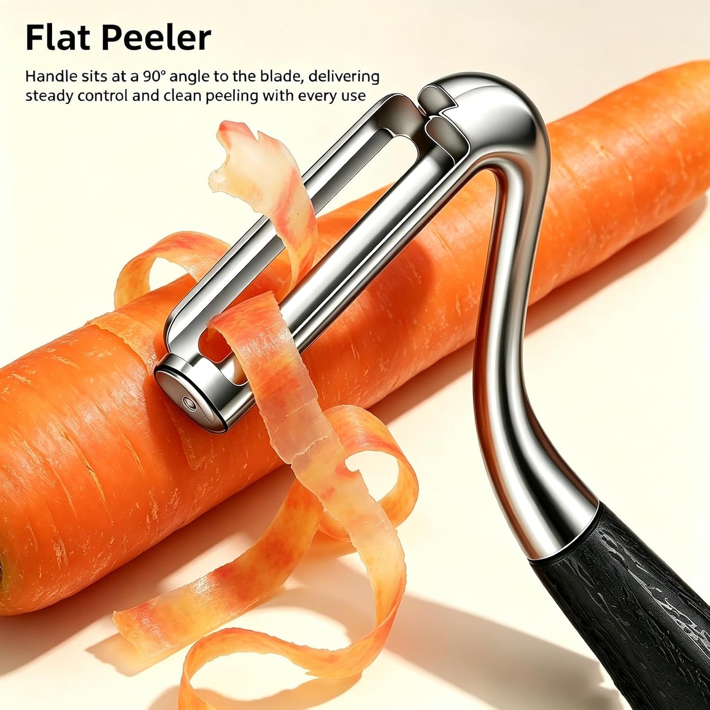 Large Y Veg Peeler, Wide Serrated Stainless Steel Blade Wood Handle | Practical cabbage peeler with built-in potato eye remover, lightweight compact kitchen tool. Ideal gift for home cooking