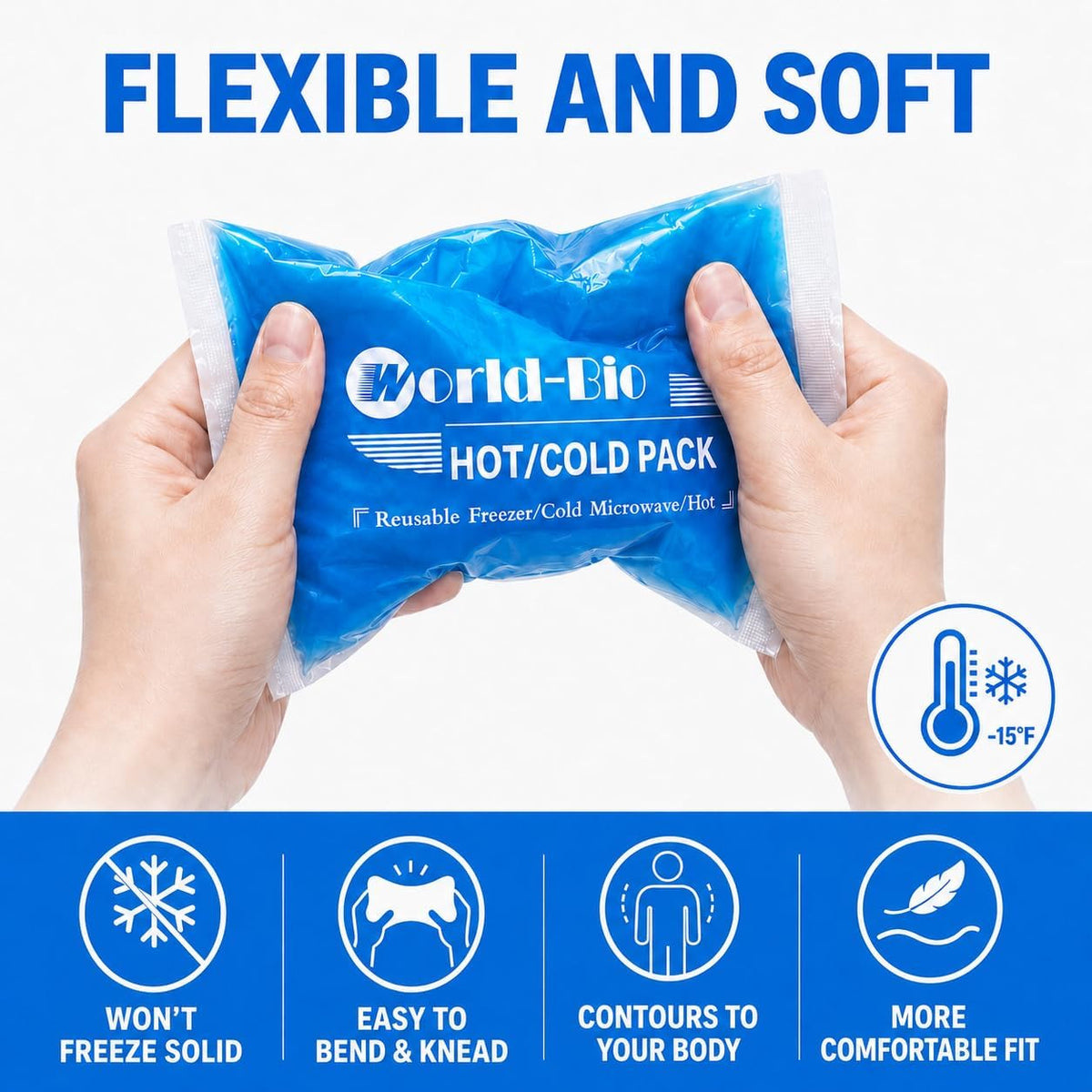 Reusable Ice Gel Pack for Injuries, Soft Cold Pack Ice Wrap Hot Cold Compress Alleviate Inflammation Joint Pain Muscle Soreness, Flexible & Adjustable for Shoulder Elbow Foot Ankle Knee Wrist Leg Neck