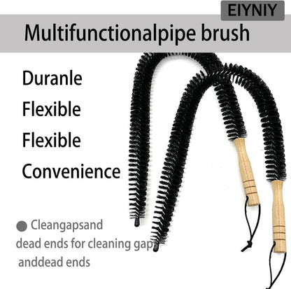 Dryer Cleaner Vent Brush Long Flexible Dryer Vent Cleaner with Wood Handle and Refrigerator Condenser Coil Brush Long Flexible Refrigerator Coil Cleaning Brush (EY-008)