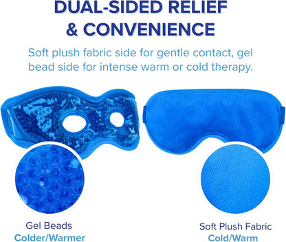 LIFE WORKS Gel Eye Mask with Cutout, Reusable, Hot or Cold, Blue