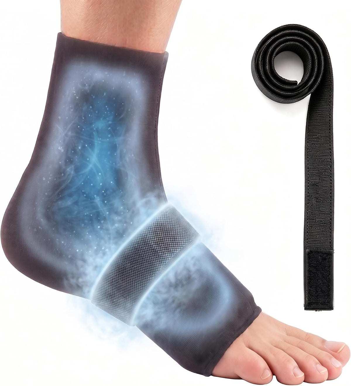 Ankle Ice Pack Wrap for Swelling & Sprained Ankle — Reusable Hot Cold Therapy Foot Sleeve for Plantar Fasciitis, Achilles Tendonitis & Foot Pain Relief L