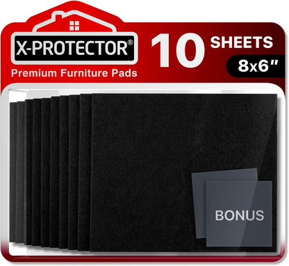 Felt Furniture Pads X-PROTECTOR 10 PCS - Premium 8” x 6” x 1/5” Heavy Duty | Beige Felt Sheets! Cut Large Furniture Pads to The Size You Need - The Best Felt Floor Protectors for Any Hard Floor!