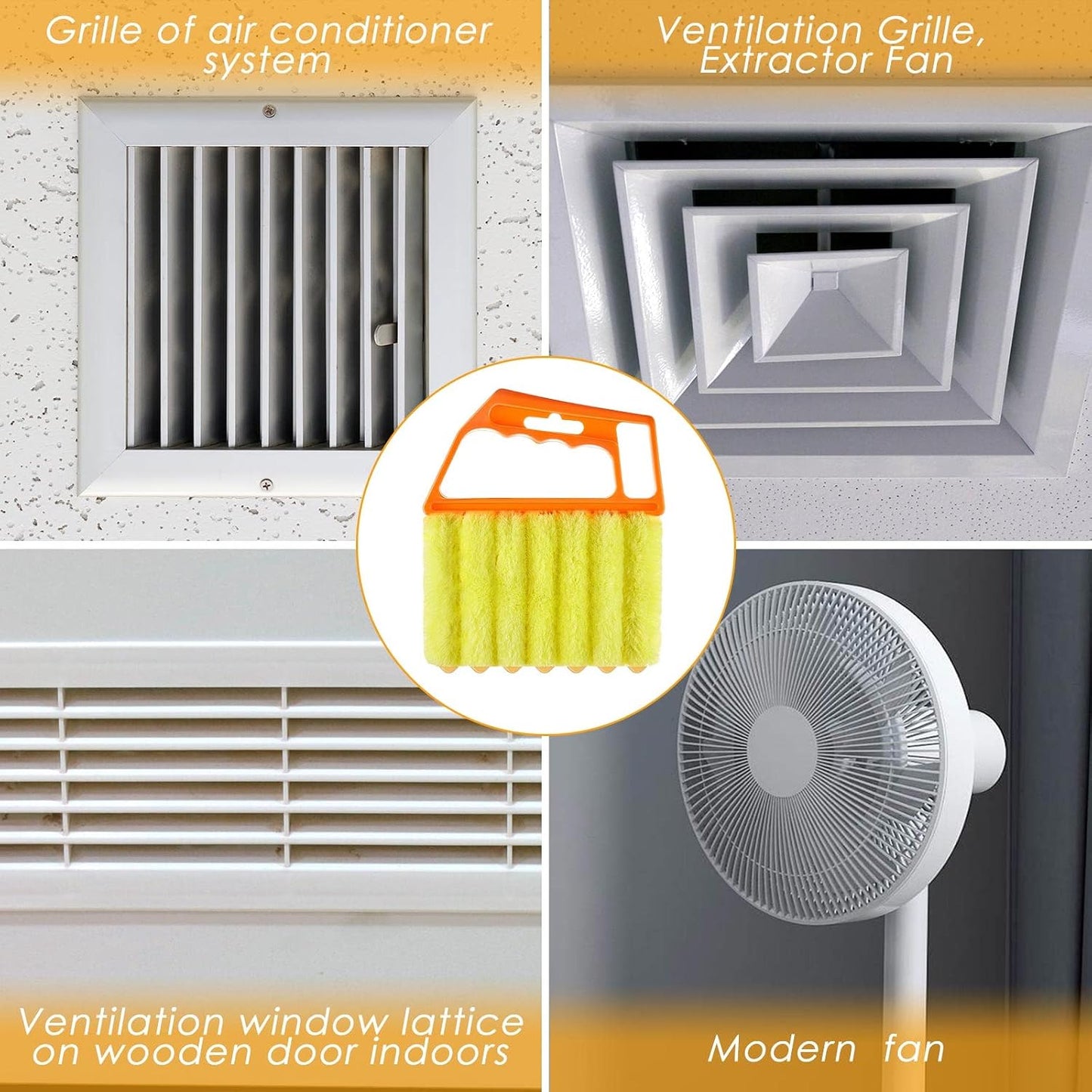 Geiserailie 2 Pcs Window Venetian Blind Cleaner Duster Tool Washable 7 Fingers Dusting Cleaner and Air Vent Shutter Brush Blinds Air Conditioner Fan Duster Dirt Housekeeping Tool (2 Color)