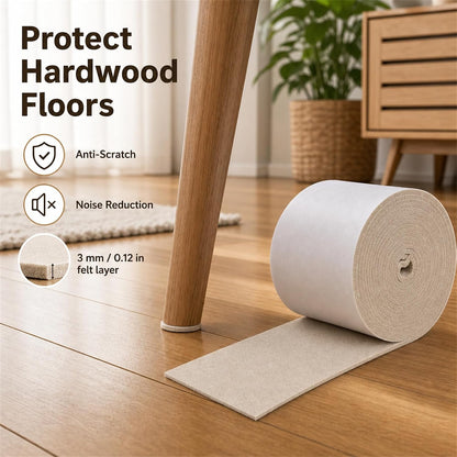 Felt Furniture Pads, Self Adhesive Felt Sheets Roll, Cuttable Felt Pads for Furniture Legs, Heavy Duty Furniture Pads for Hardwood Floors, Chair Wall Protector, Black, 40 x 5 x 0.12 Inch