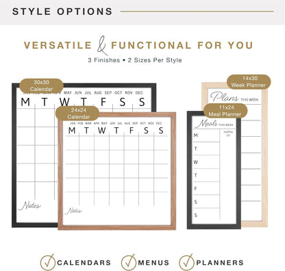 MCS Dry Erase Weekly Meal Planner Black Framed Calander Whiteboard, 11x24 | Dry Erase Weekly Meal Planner Black Framed Calander Whiteboard Frame, 11x24 Inch