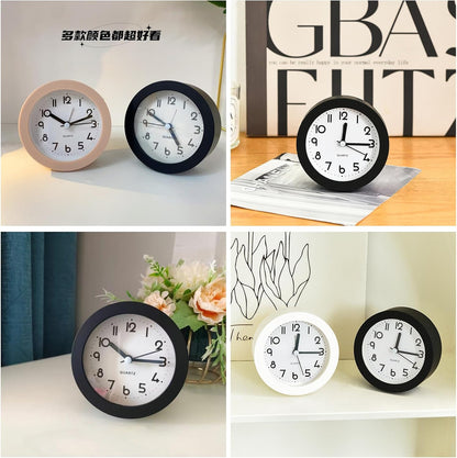Alarm Clock with Backlight, 4 Inches Cute Analog Round Digital Quartz Clock, Non Ticking, Battery Operated ,Frosted Texture, Simply Design for Living Room, Bedroom ,Bedside, Desk Decorative(Pink)