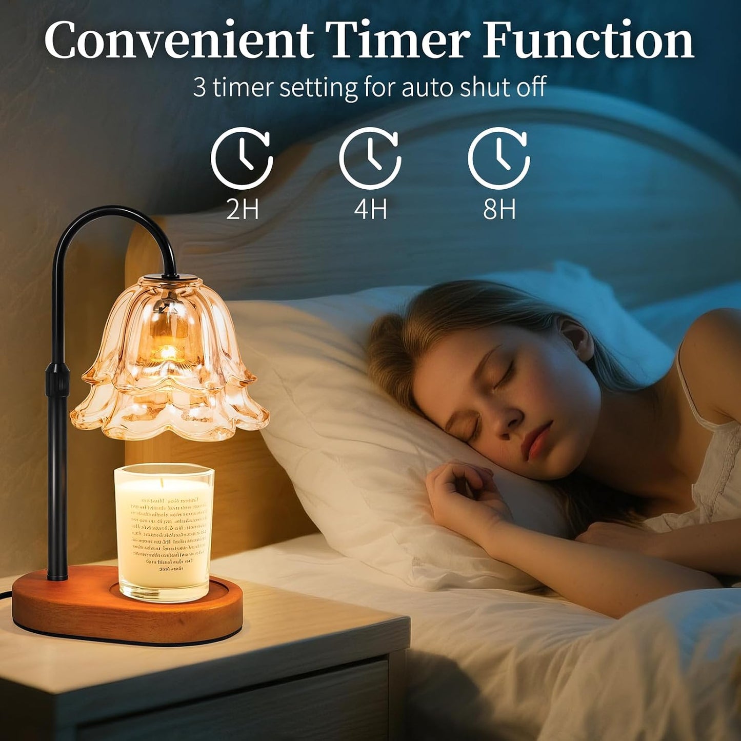 Flower Candle Warmer Lamp with Timer - Dimmable Electric Candle Lamp, Birthday Gifts for Women Mom, House Warming Gifts New Home Decor, Adjustable Wax Wamer Light for Jar Candles