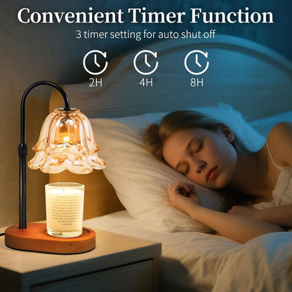 Flower Candle Warmer Lamp with Timer - Dimmable Electric Candle Lamp, Birthday Gifts for Women Mom, House Warming Gifts New Home Decor, Adjustable Wax Wamer Light for Jar Candles