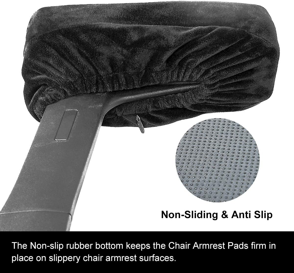 baibu Ergonomic Memory Foam Office Chair Arm Pads, Comfy Black Gaming Armrest Pads for Elbows and Forearms Pressure Relief (Set of 2)