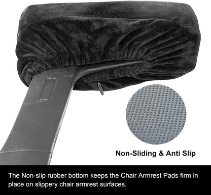 baibu Ergonomic Memory Foam Office Chair Arm Pads, Comfy Black Gaming Armrest Pads for Elbows and Forearms Pressure Relief (Set of 2)