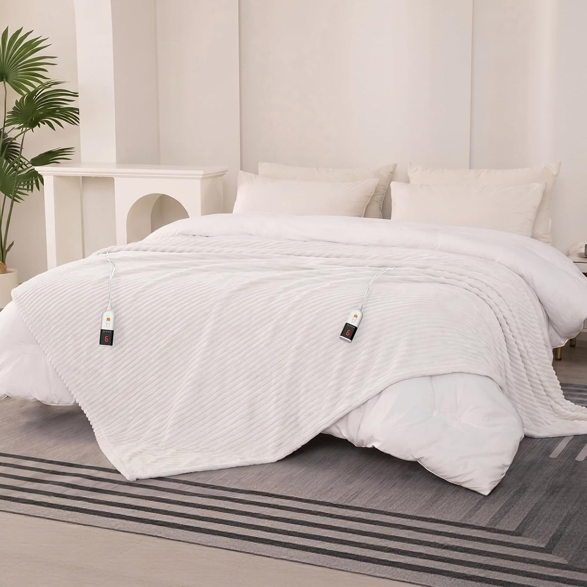 Reaks Heated Throw Blanket, 5 Heat Levels, 3 Hours Auto-Off, 50"x60", White
