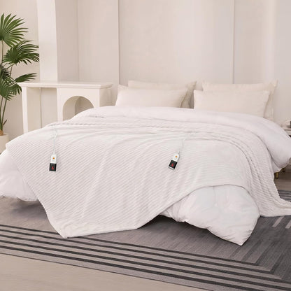 Reaks Heated Throw Blanket, 5 Heat Levels, 3 Hours Auto-Off, 50"x60", White