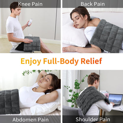 Heating Pad for Back - Weighted Heated Pad for Neck, Shoulder, Cramps and Knee, 3 Massage Modes & 3 Heat Levels, Auto Shut Off, Warm Gifts for Adult, 12"x24"